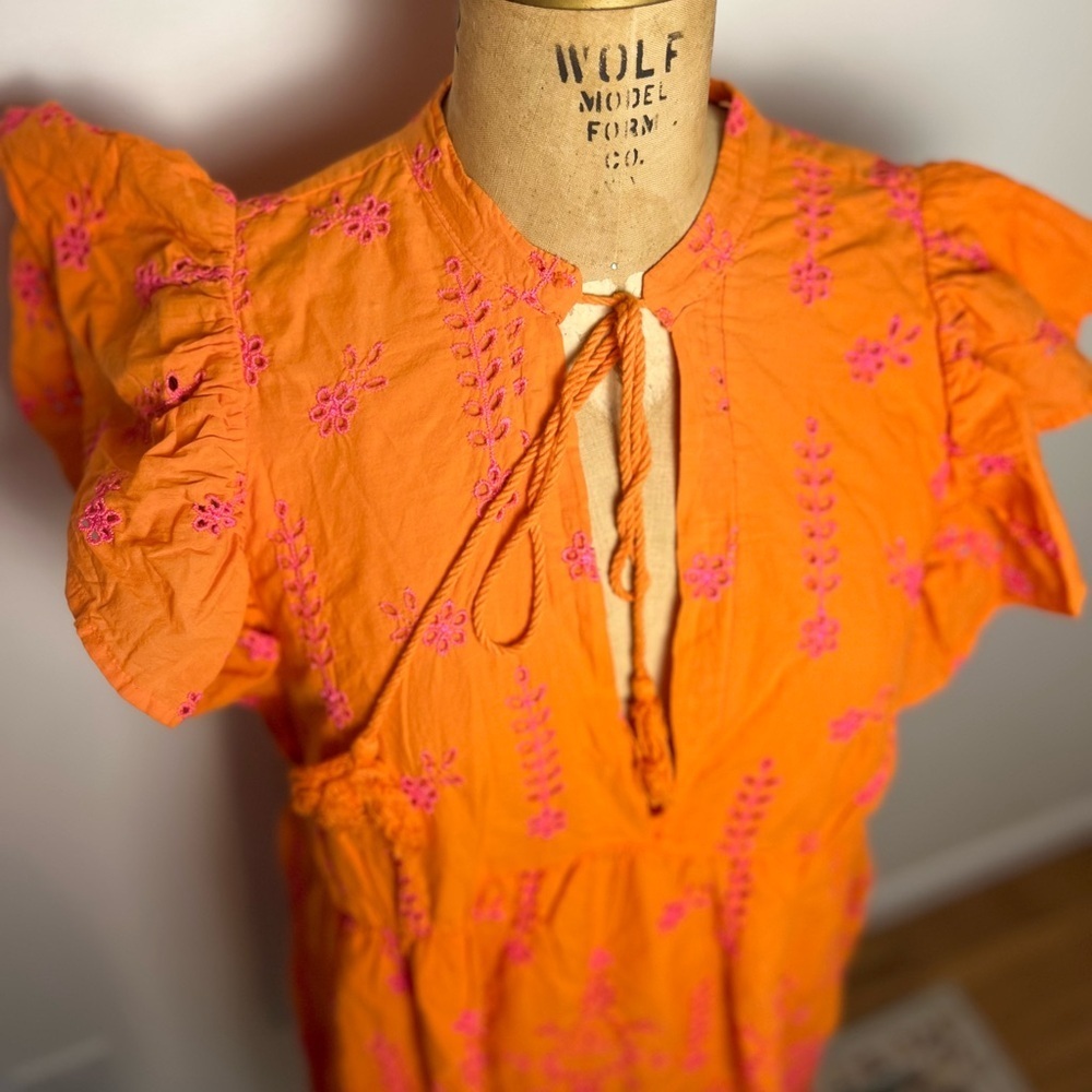 Dixie boutique summer ruffle sleeve eyelet dress s/m